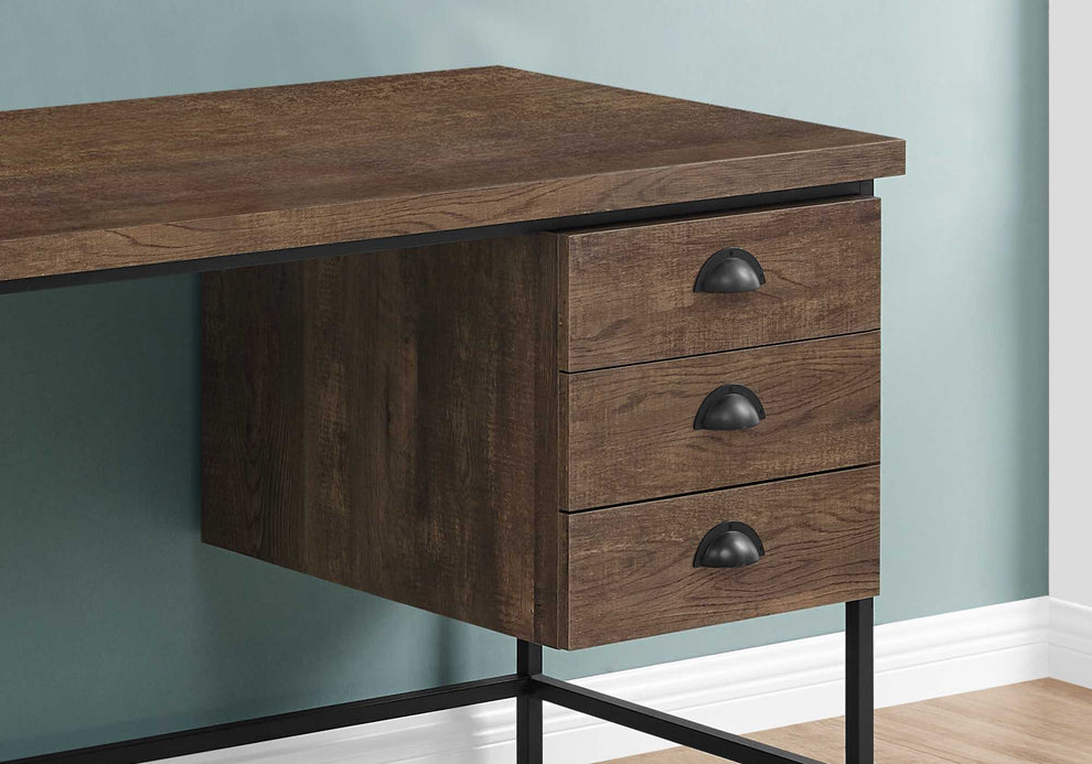 Brown Black Particle Board Hollow Core Metal Computer Desk By Homeroots - 333550 | Desks | Modishstore - 2