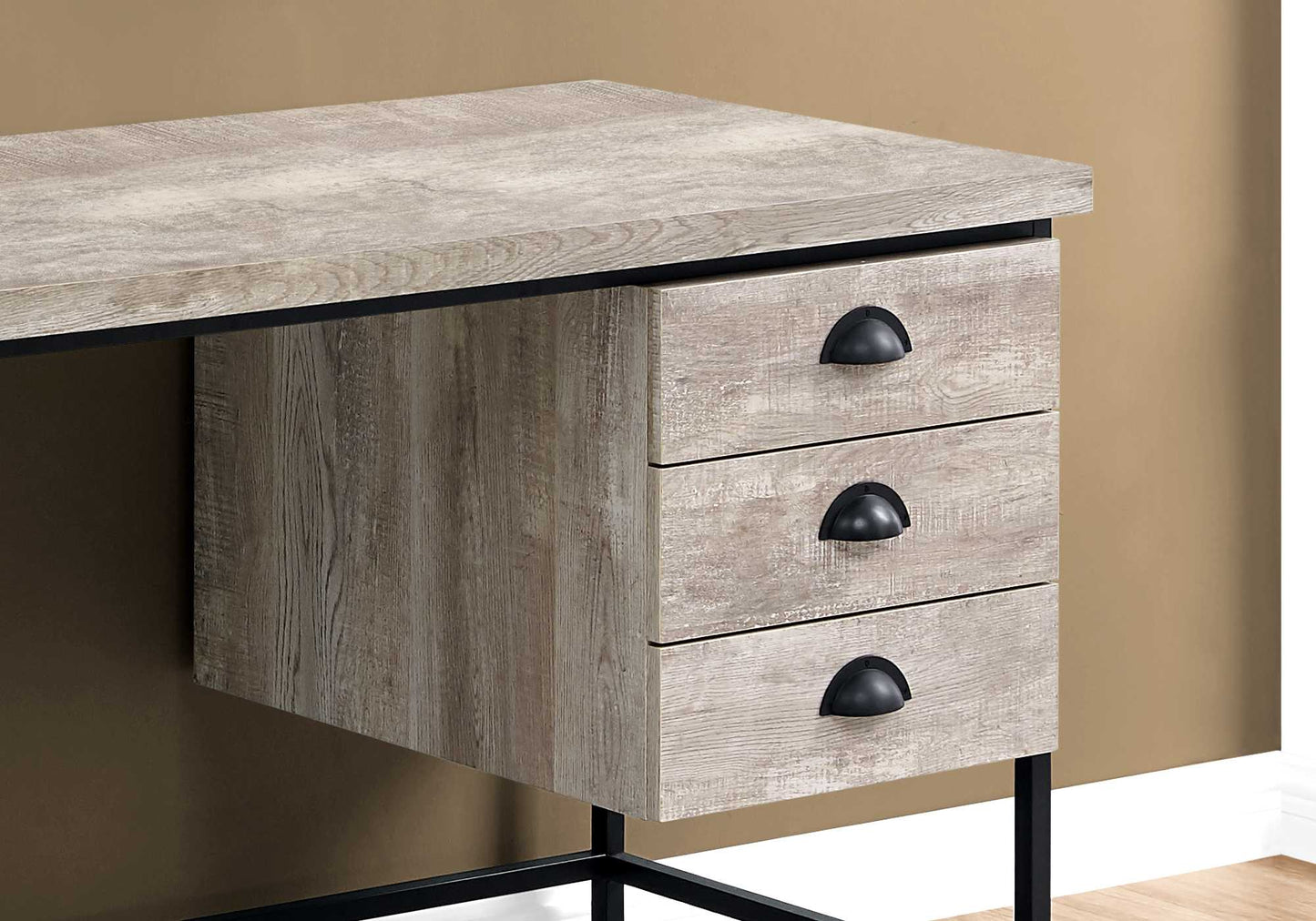 Brown Black Particle Board Hollow Core Metal Computer Desk By Homeroots - 333550 | Desks | Modishstore - 10