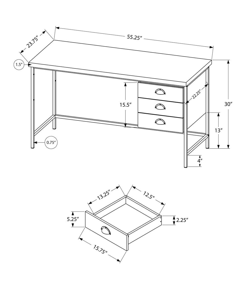 Brown Black Particle Board Hollow Core Metal Computer Desk By Homeroots - 333550 | Desks | Modishstore - 11