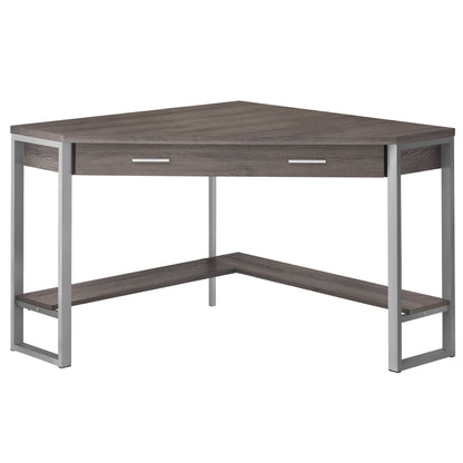 Dark Taupe Silver Particle Board Hollow Core Metal Computer Desk By Homeroots - 333554 | Desks | Modishstore