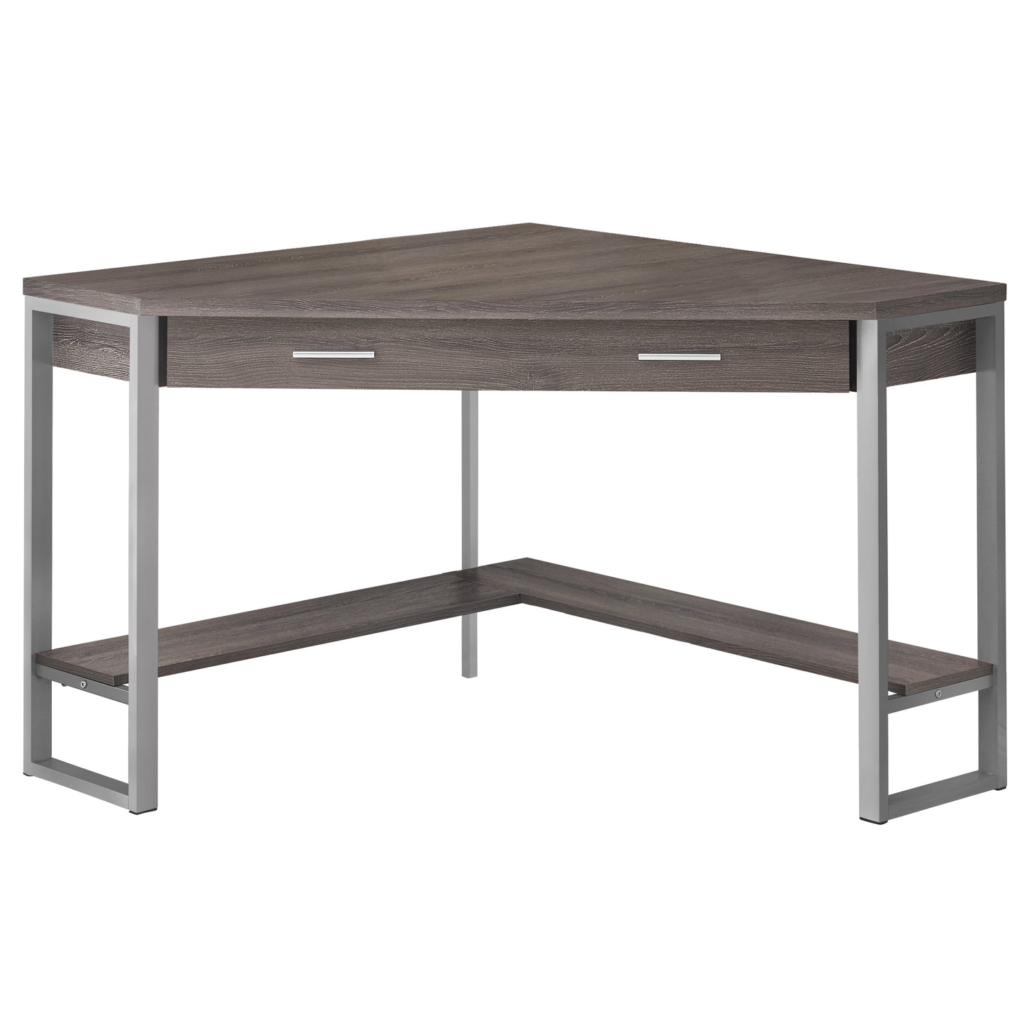 Dark Taupe Silver Particle Board Hollow Core Metal Computer Desk By Homeroots - 333554 | Desks | Modishstore