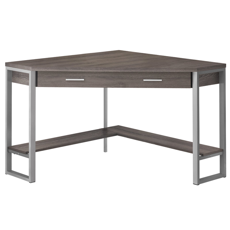 Dark Taupe Silver Particle Board Hollow Core Metal Computer Desk By Homeroots - 333554 | Desks | Modishstore
