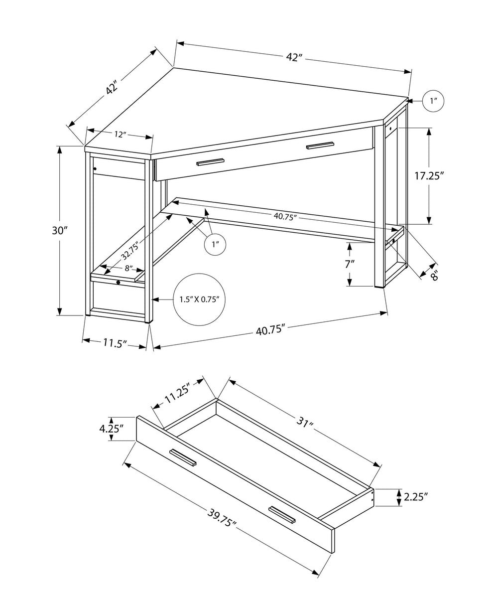 Dark Taupe Silver Particle Board Hollow Core Metal Computer Desk By Homeroots - 333554 | Desks | Modishstore - 3