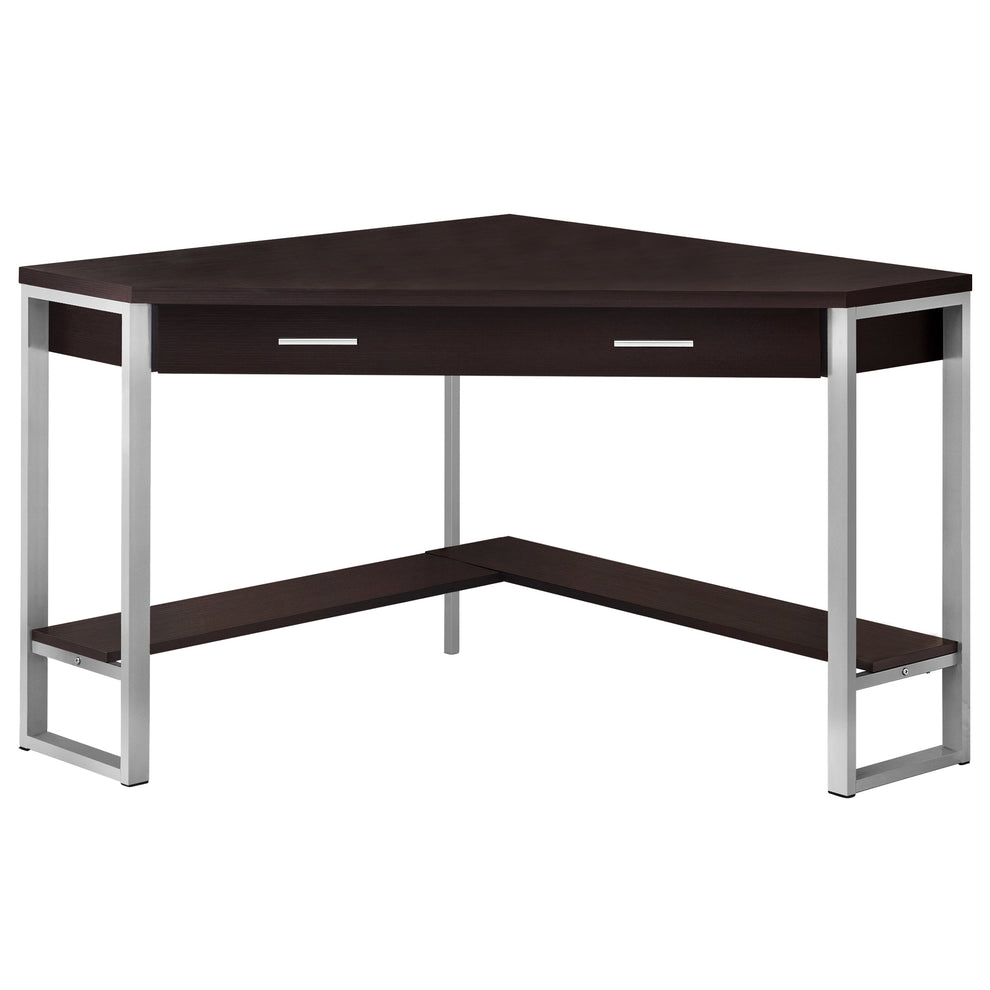 Dark Taupe Silver Particle Board Hollow Core Metal Computer Desk By Homeroots - 333554 | Desks | Modishstore - 5