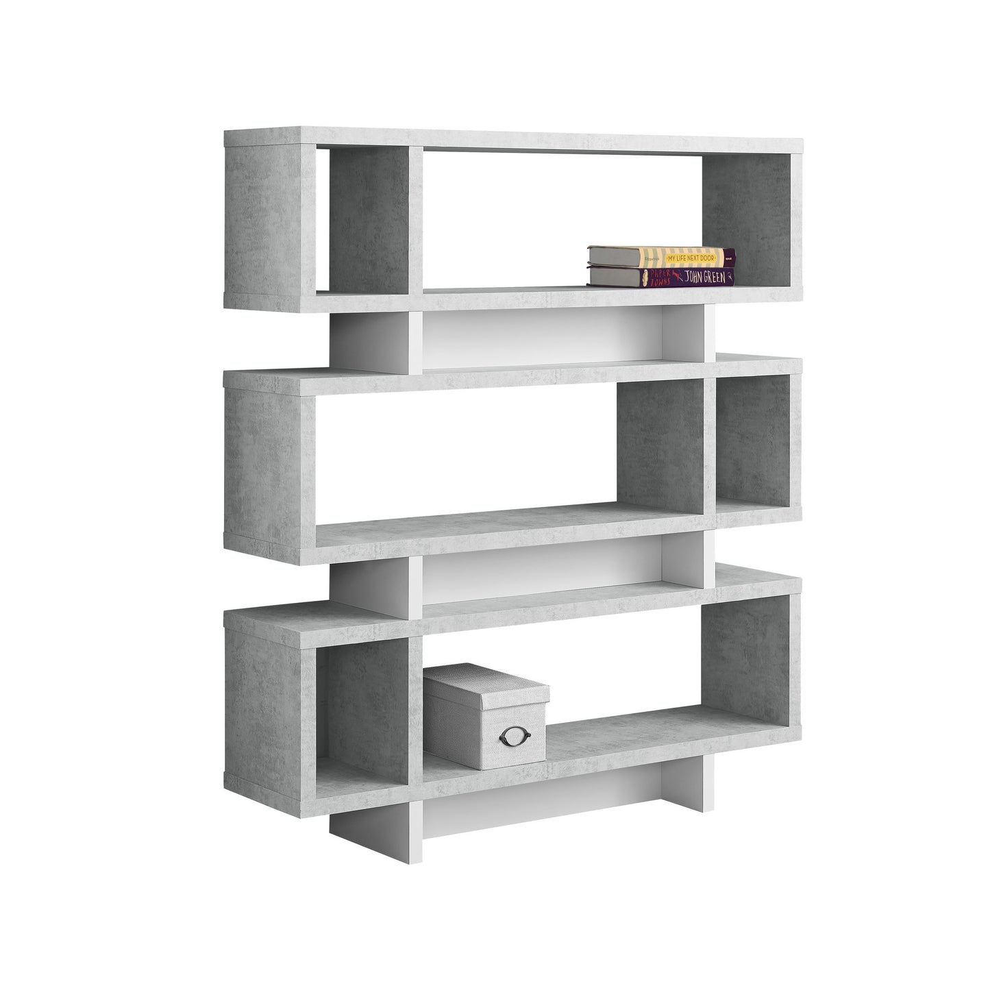 Grey White Particle Board Hollow Core Bookcase By Homeroots | Bookcases | Modishstore