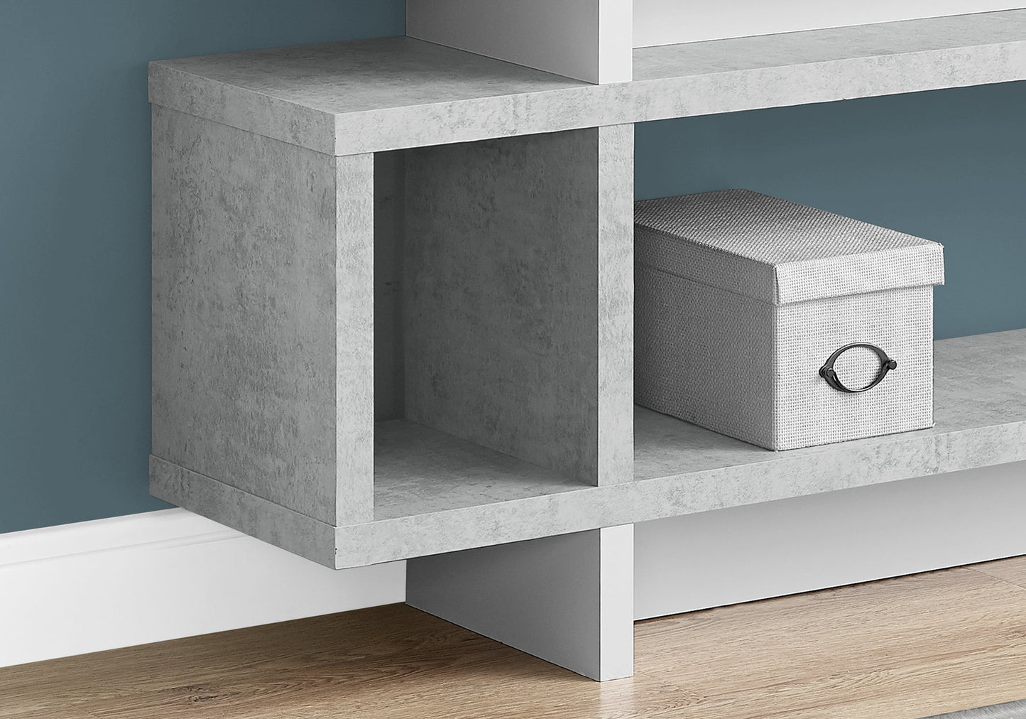 Grey White Particle Board Hollow Core Bookcase By Homeroots | Bookcases | Modishstore - 2
