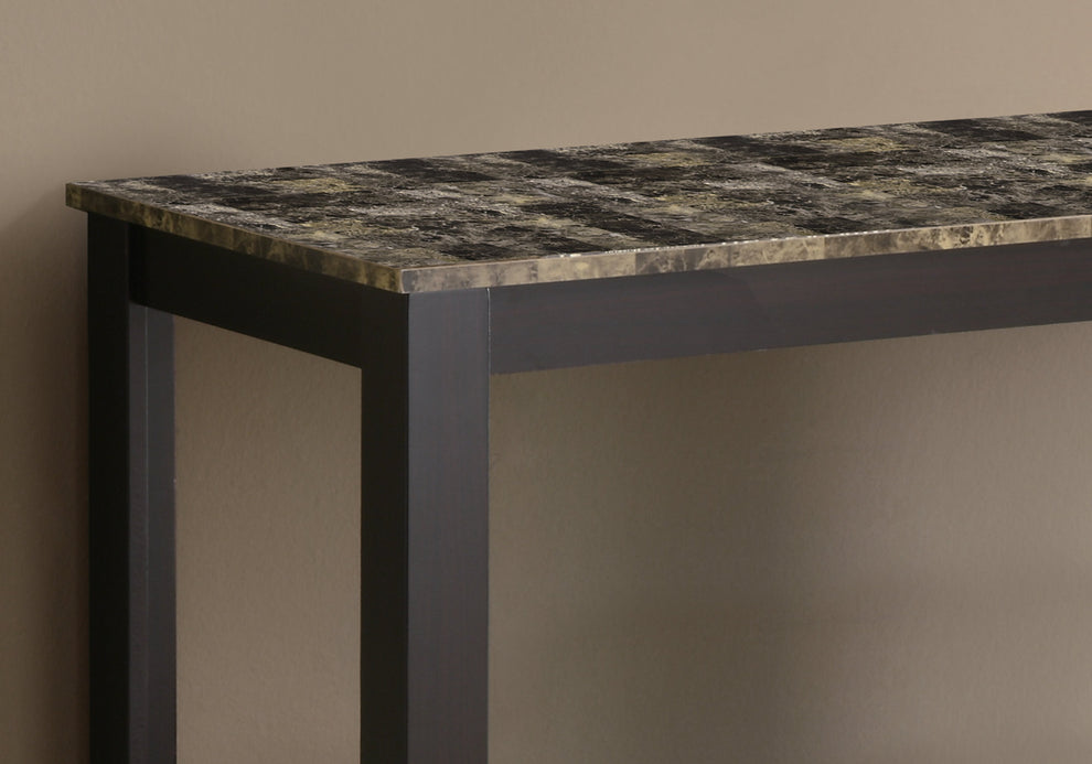 28.75" Cappuccino Particle Board Accent Table with a Marble Top By Homeroots | Console Tables | Modishstore - 3