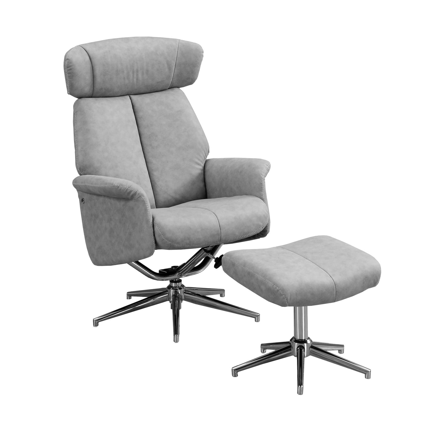 Grey Finish Foam and Metal Swivel Reclining Chair with Adjustable Headrest By Homeroots | Office Chairs | Modishstore - 2