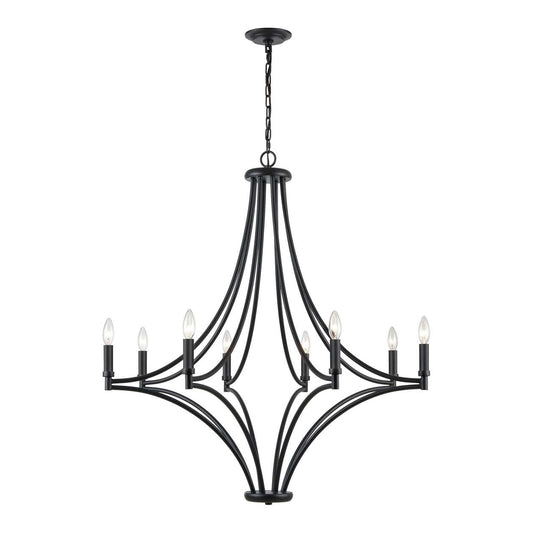 Spanish Villa 8-Light chandelier in Charcoal / Candle covers: Charcoal, Satin Brass, Satin Nickel ELK Lighting | Chandeliers | Modishstore