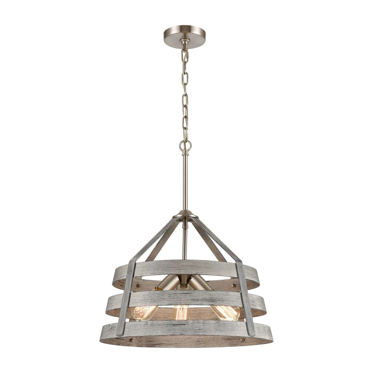 Brigantine 3-Light chandelier in Weathered Driftwood / Satin Nickel ELK Lighting | Chandeliers | Modishstore
