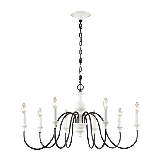 Val de Loire 8-Light chandelier in White Coral / Black ELK Lighting | Chandeliers | Modishstore