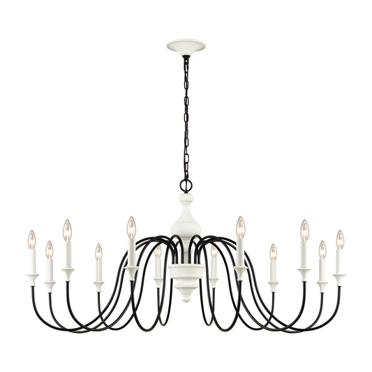Val de Loire 12-Light chandelier in White Coral / Black ELK Lighting | Chandeliers | Modishstore