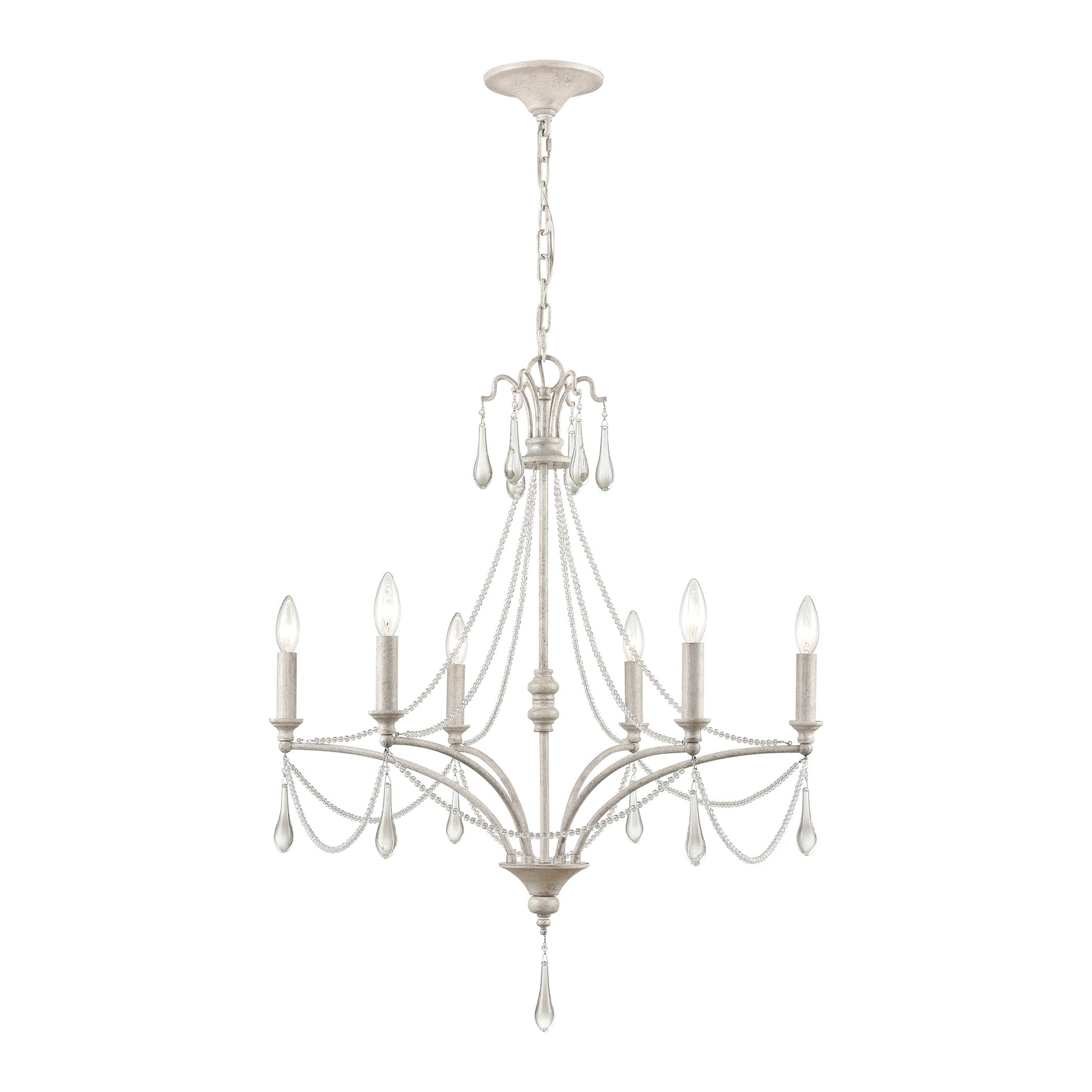 French Parlor 6-Light chandelier in Vintage White ELK Lighting | Chandeliers | Modishstore