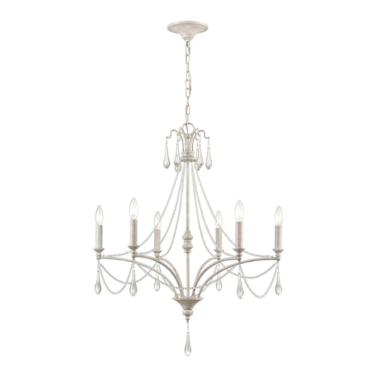 French Parlor 6-Light chandelier in Vintage White ELK Lighting | Chandeliers | Modishstore