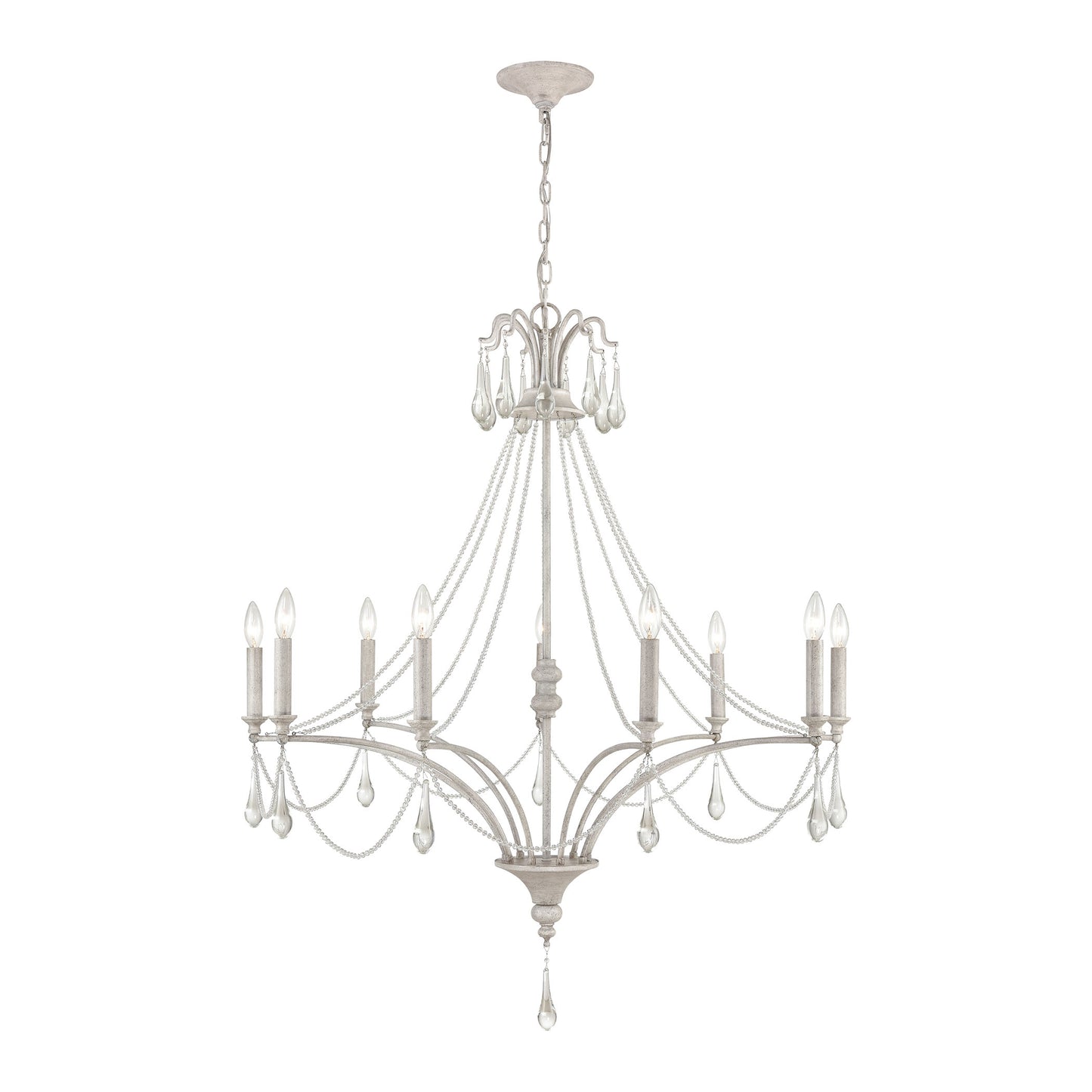 French Parlor 9-Light chandelier in Vintage White ELK Lighting | Chandeliers | Modishstore