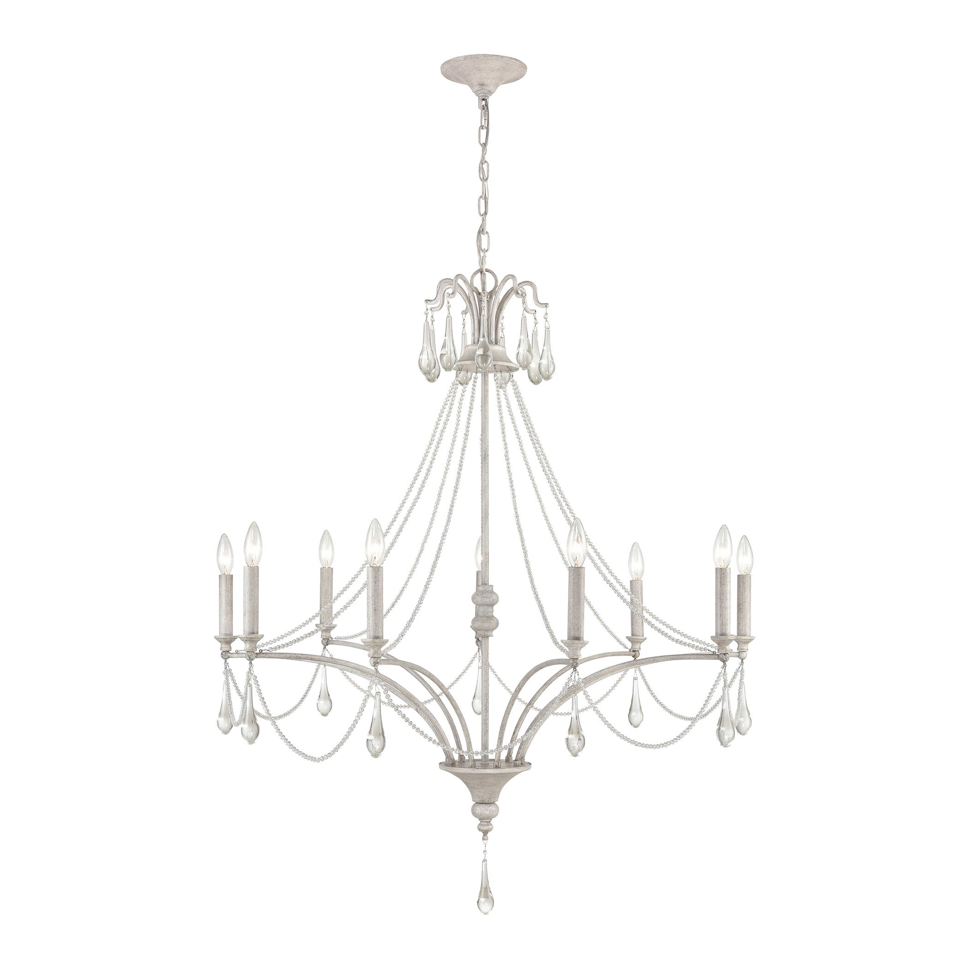 French Parlor 9-Light chandelier in Vintage White ELK Lighting | Chandeliers | Modishstore
