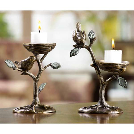 Bird & Branch Pillar Candleholder By SPI Home | Candle Holders | Modishstore