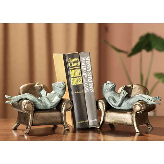 Frogs Reading on Sofa Bookends By SPI Home | Bookends | Modishstore