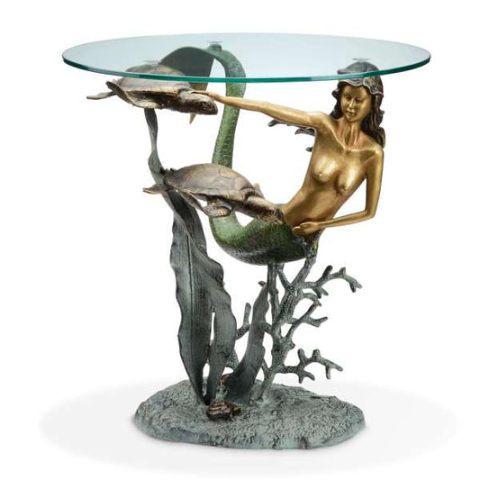 Mermaid and Sea Turtles End Table By SPI Home | End Tables | Modishstore