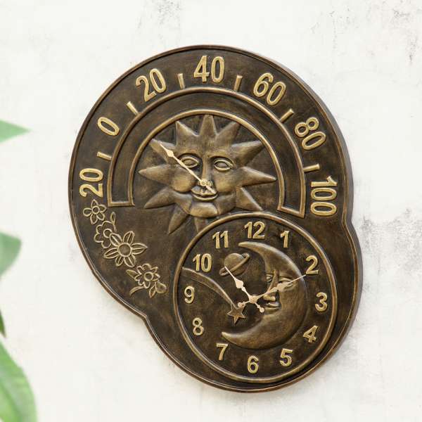 Sun and Moon Clock and Thermometer By SPI Home | Clocks | Modishstore