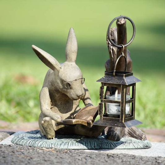 Booklover Rabbit Garden Lantern By SPI Home | Lanterns | Modishstore