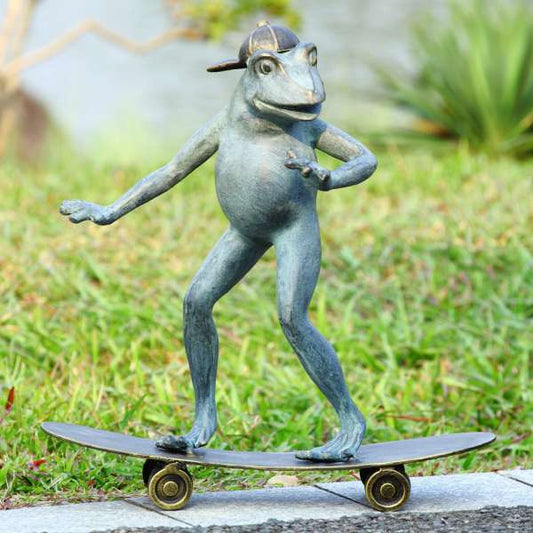Radical Skateboarding Frog Garden Sculpture By SPI Home | Outdoor Decor | Modishstore