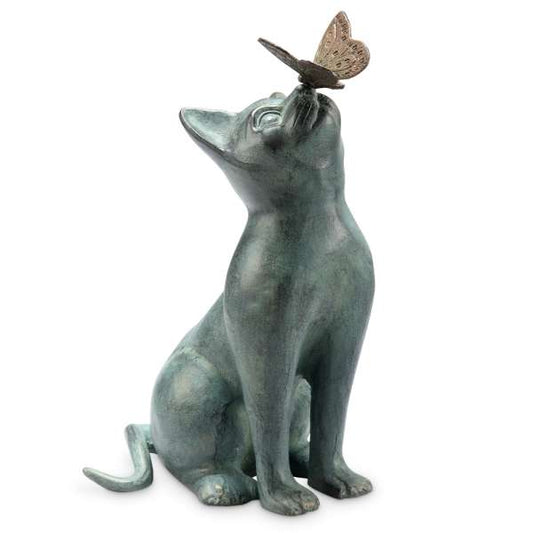 Curiosity Garden Sculpture - Cat and Butterfly By SPI Home | Garden Sculptures & Statues | Modishstore