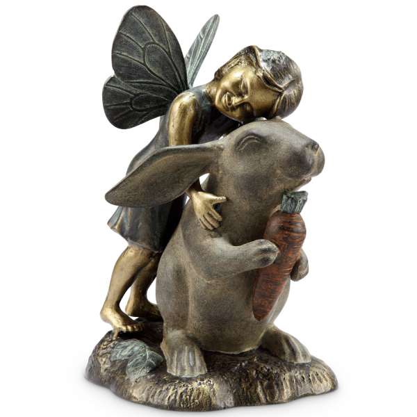 Happiness Garden Sculpture - Fairy and Rabbit By SPI Home | Garden Sculptures & Statues | Modishstore