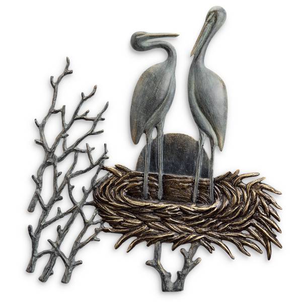 Crane Pair in Nest Wall Plaque By SPI Home | Wall Decor | Modishstore-3