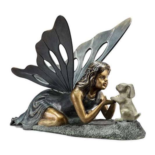 First Friend Garden Sculpture Fairy and Rabbit By SPI Home | Garden Sculptures & Statues | Modishstore