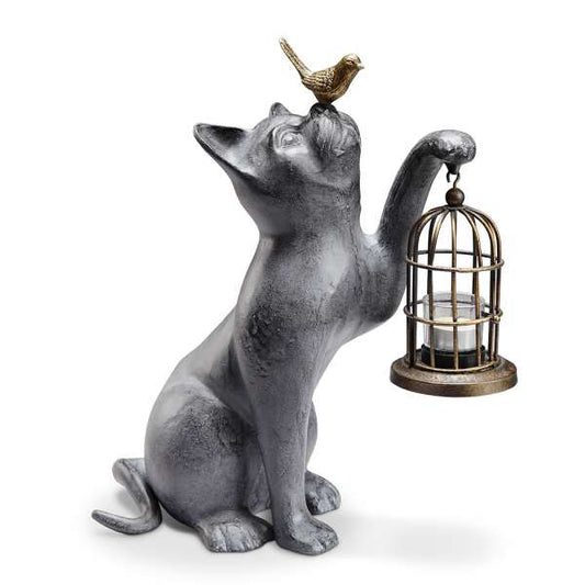 Night of Discovery Garden Lantern Cat and Bird By SPI Home | Lanterns | Modishstore