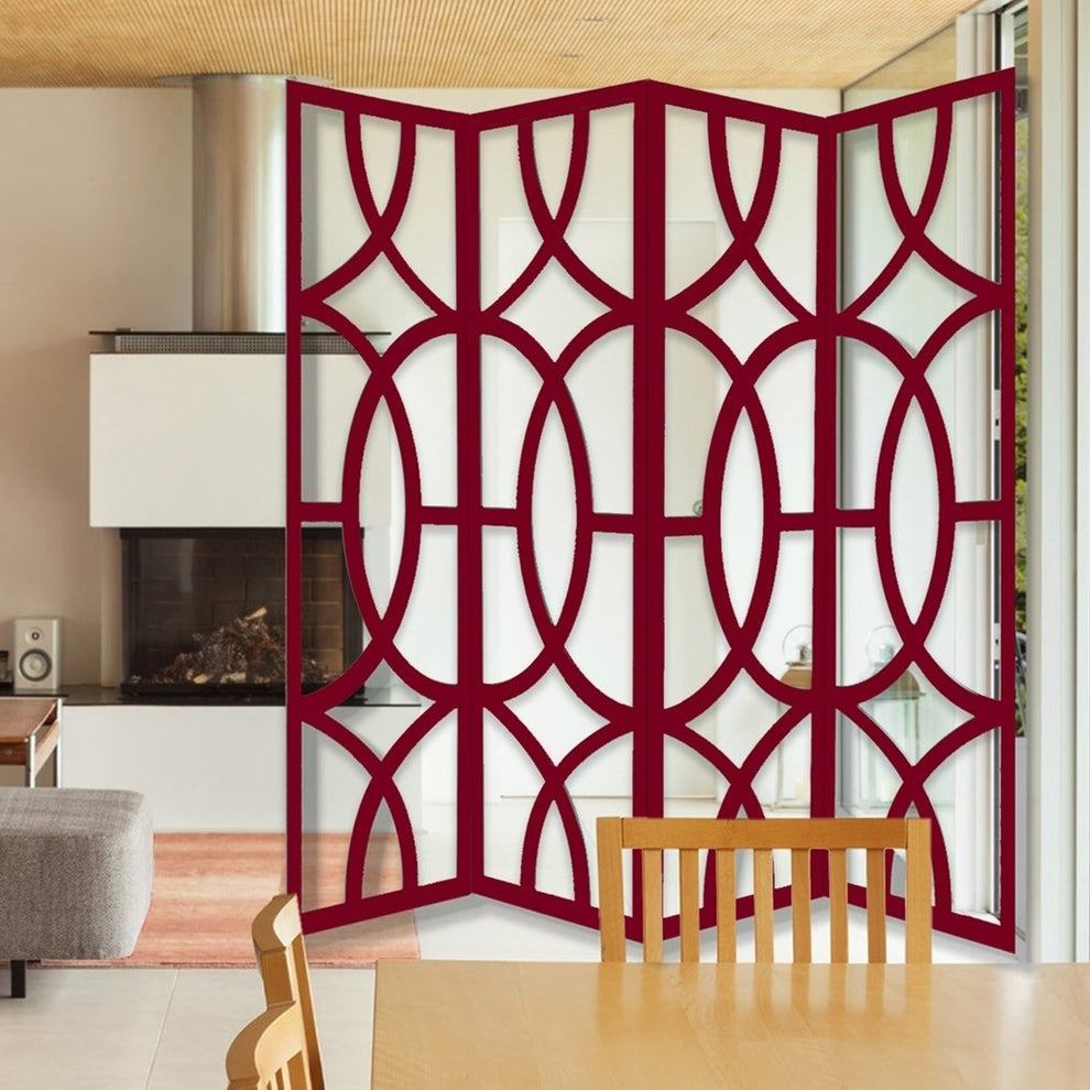 Black Wood 4 Panles Screen By Homeroots | Room Dividers | Modishstore - 4