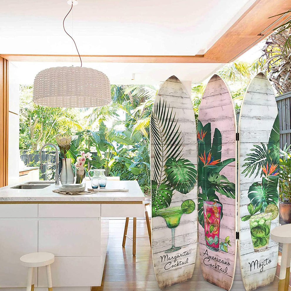 Multicolor Surfboard Screen By Homeroots | Room Dividers | Modishstore - 3