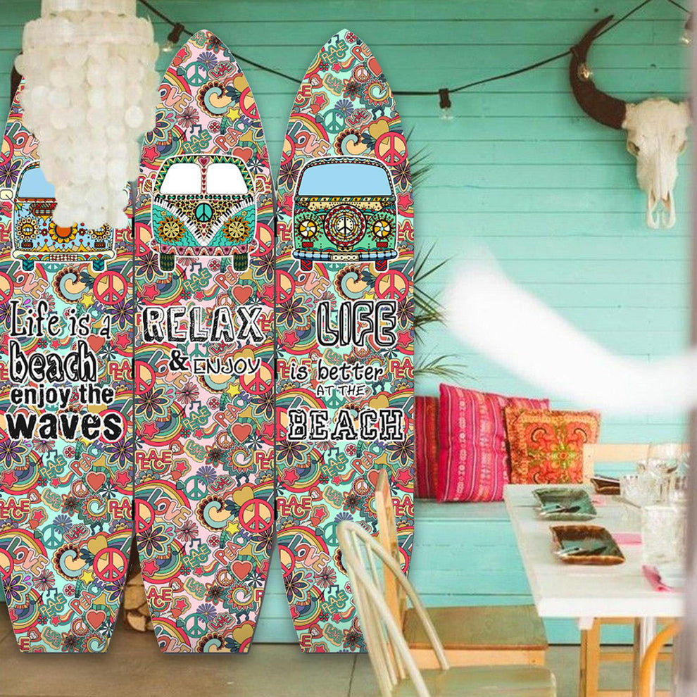 Multicolor Surfboard Screen By Homeroots | Room Dividers | Modishstore - 6