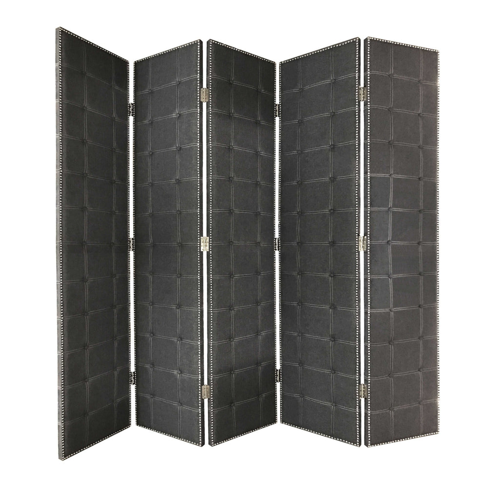 Gray Fabric And Wood Double Sided Screen By Homeroots | Room Dividers | Modishstore - 2