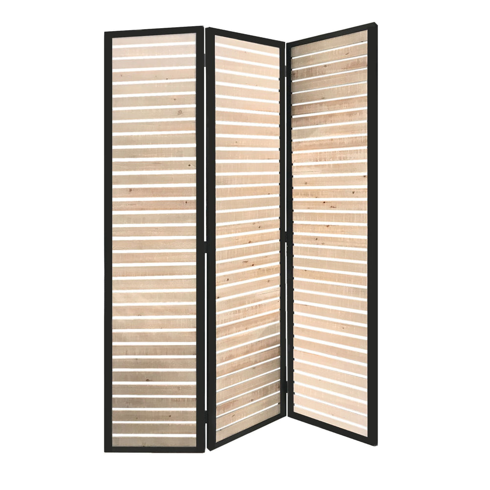 Natural Brown Wood And Metal Screen By Homeroots | Room Dividers | Modishstore - 2