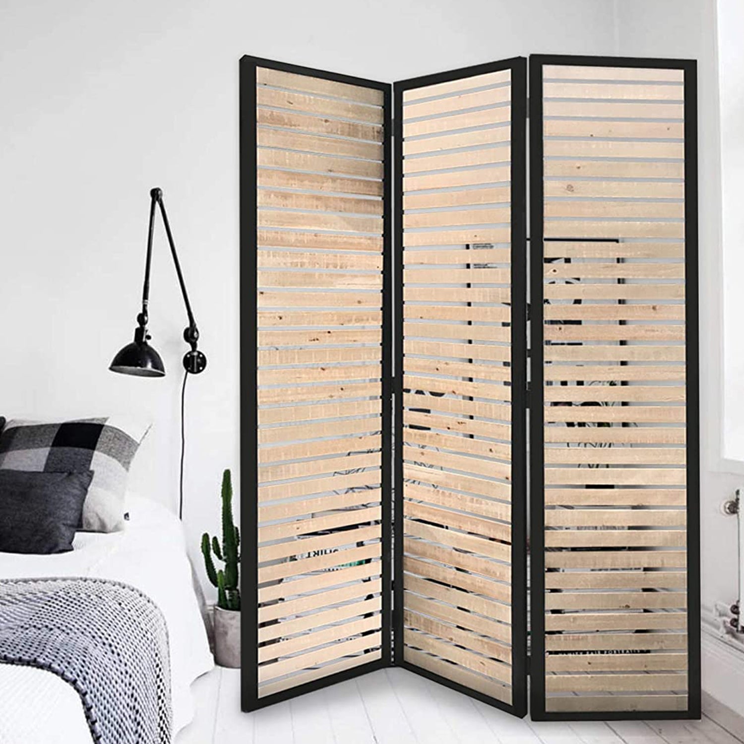 Natural Brown Wood And Metal Screen By Homeroots | Room Dividers | Modishstore