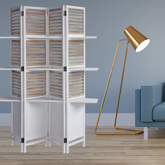 Traditional White Wood Shutter Screen By Homeroots | Room Dividers | Modishstore