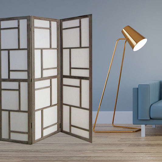 Gray Fabric And Wood 3 Panles Screen By Homeroots | Room Dividers | Modishstore