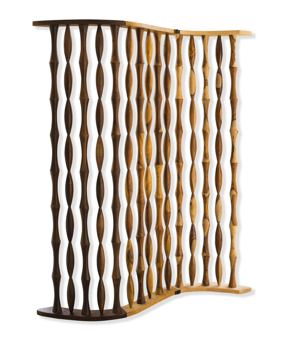 Natural Brown Wood Screen By Homeroots | Room Dividers | Modishstore - 2