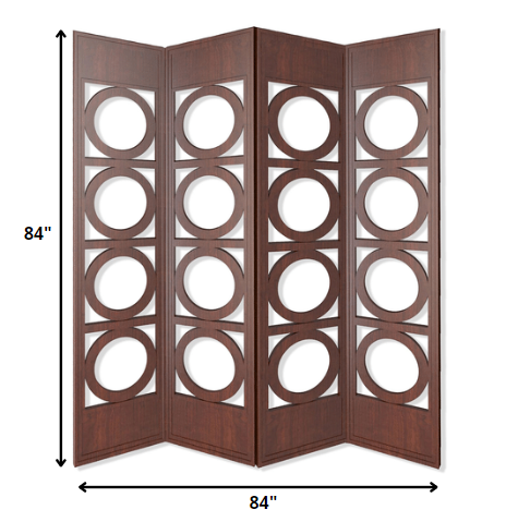 Brown 4 Panles Wood Screen By Homeroots | Room Dividers | Modishstore - 2