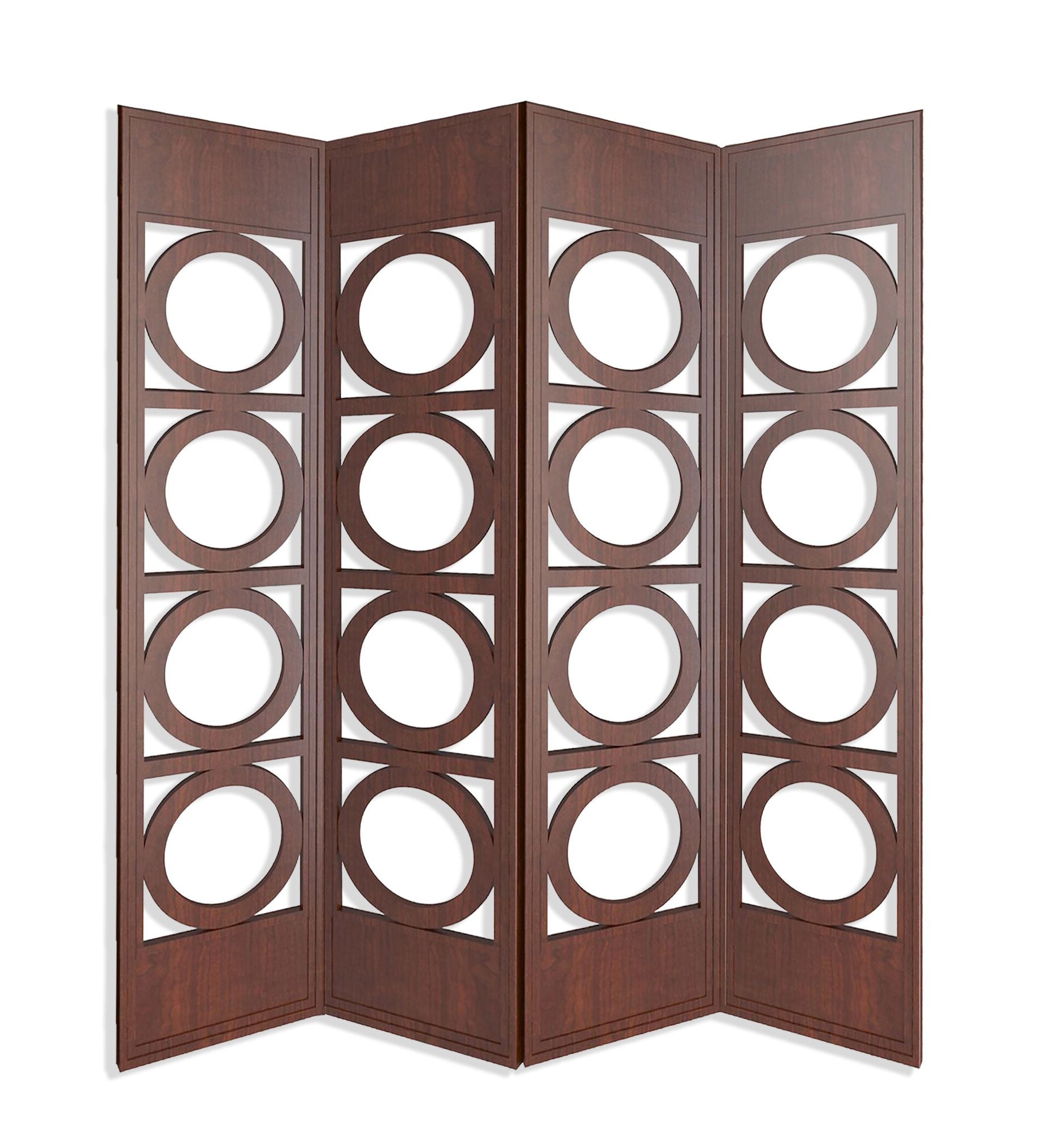 Brown 4 Panles Wood Screen By Homeroots | Room Dividers | Modishstore - 3