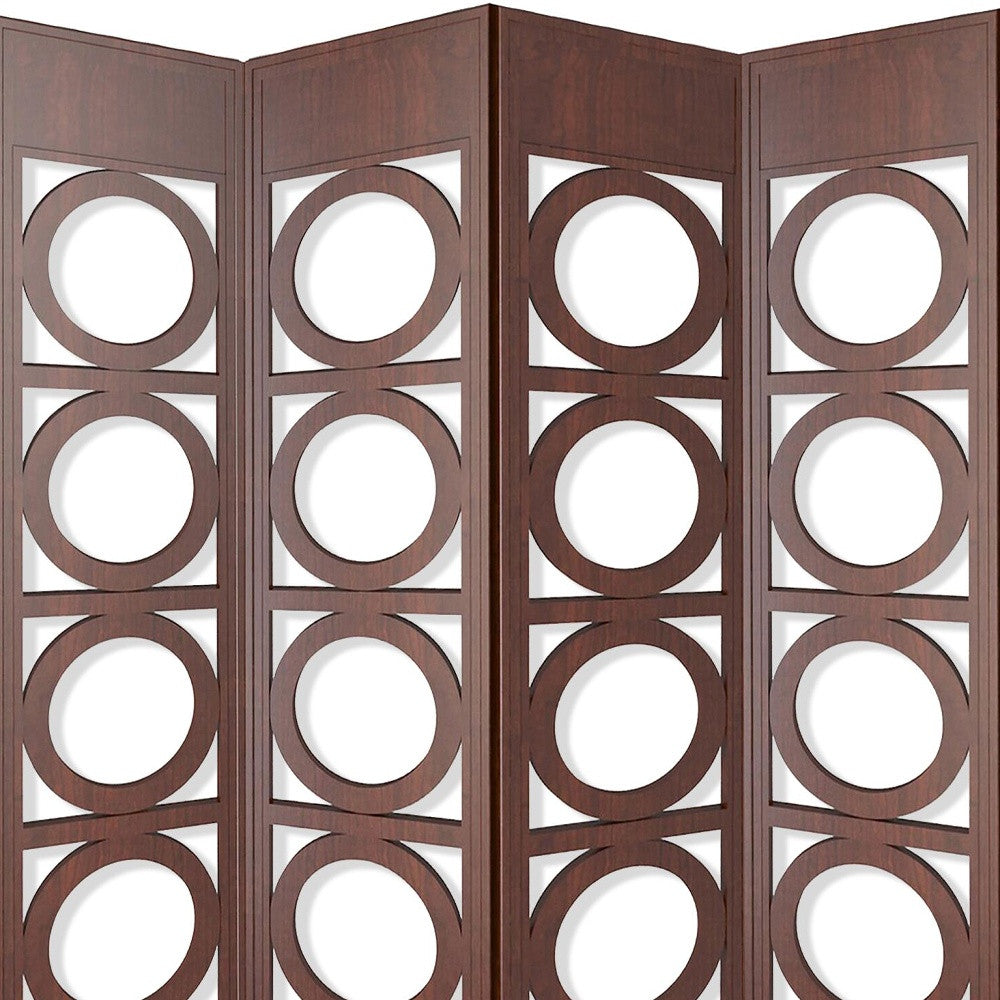 Brown 4 Panles Wood Screen By Homeroots | Room Dividers | Modishstore - 4