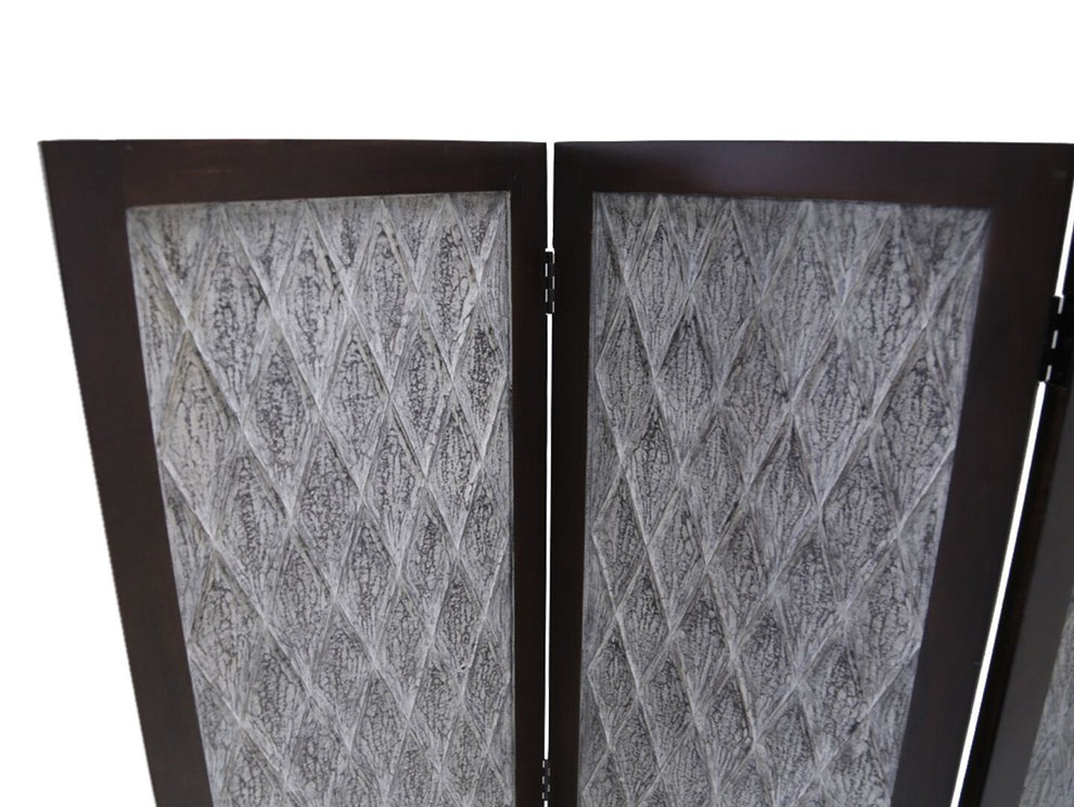 Versatile Dark Wood Three Panel Room Divider Screen By Homeroots | Room Dividers | Modishstore - 3