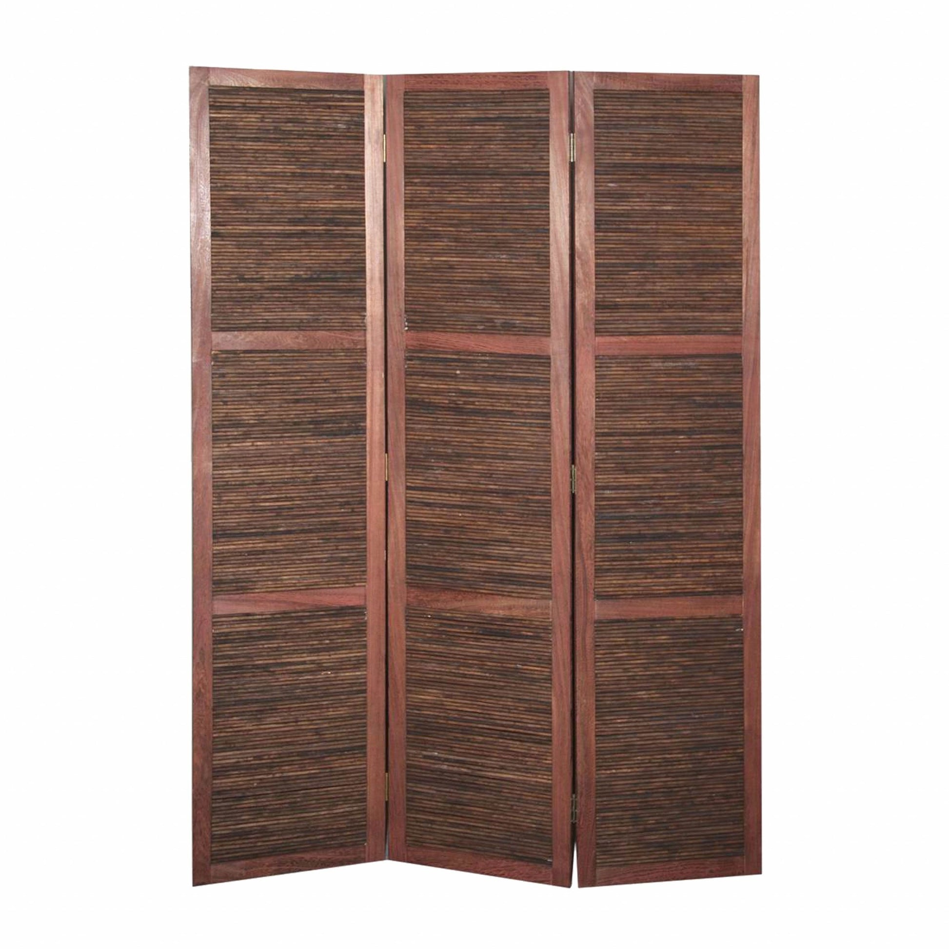 Warm Brown Three Panel Room Divider Screen By Homeroots | Room Dividers | Modishstore - 2