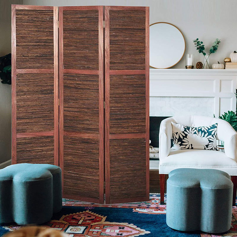 Warm Brown Three Panel Room Divider Screen By Homeroots | Room Dividers | Modishstore