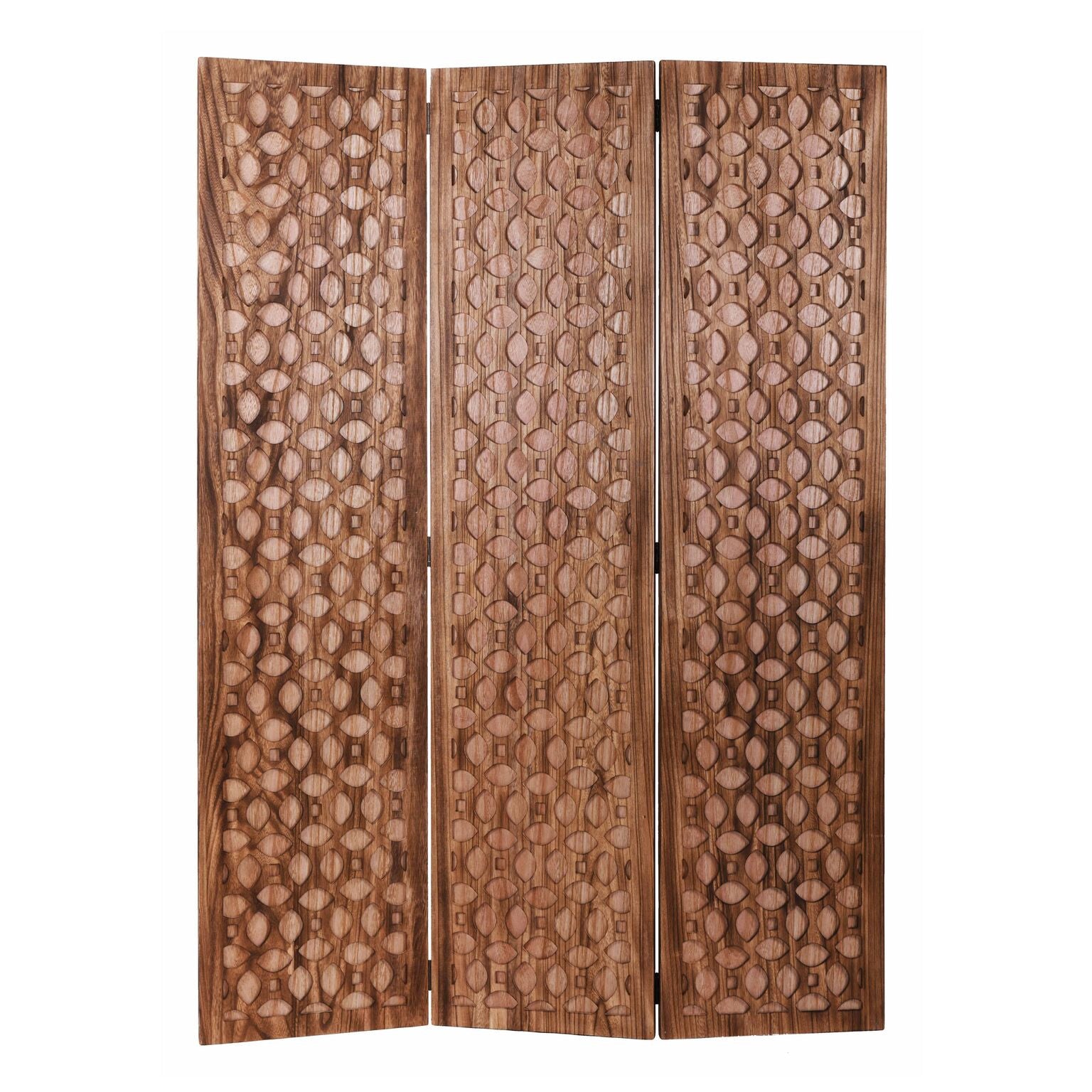 Stunning Carved Brown Wood Room Divider Screen By Homeroots | Room Dividers | Modishstore - 2