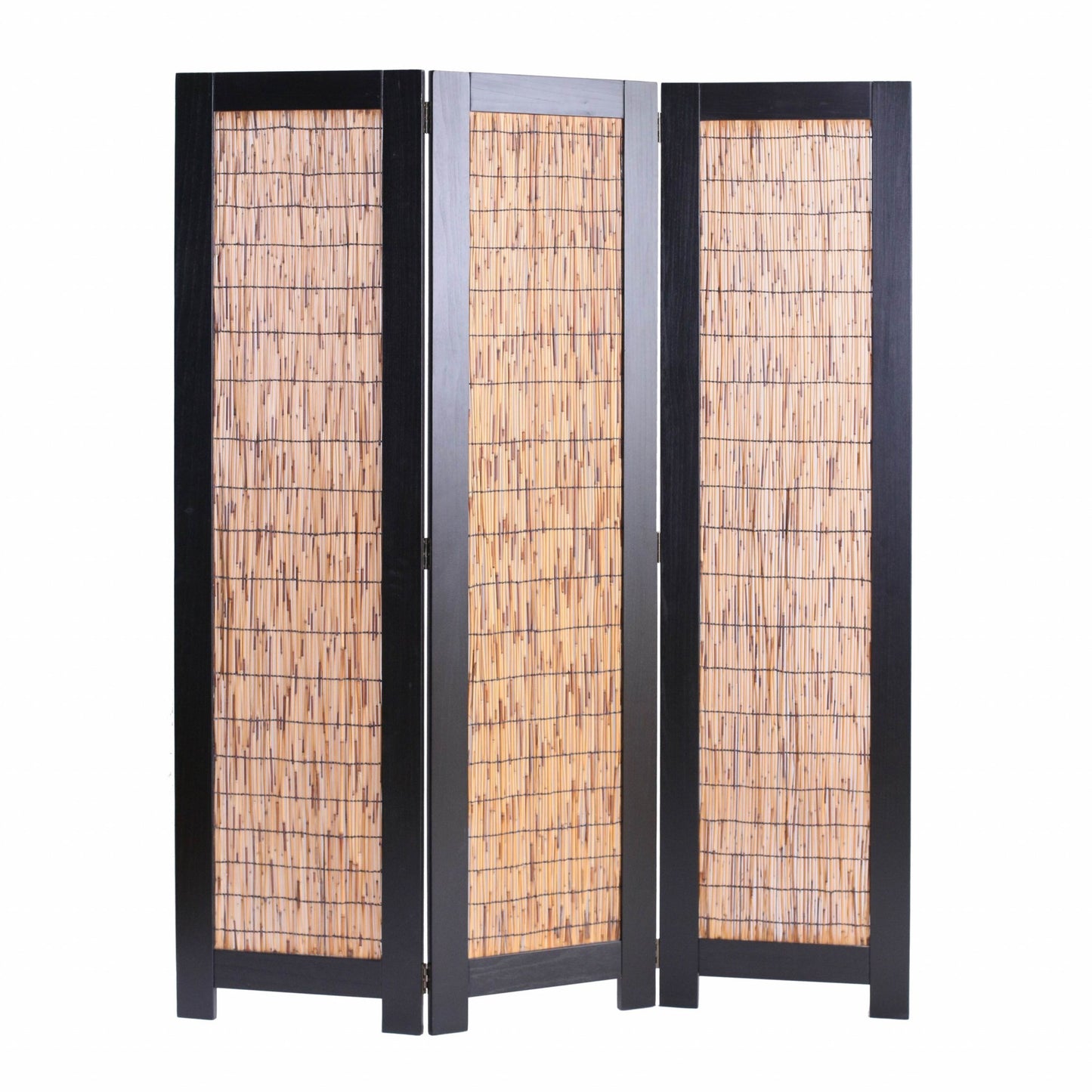 White And Natural Three Panel Room Divider Screen By Homeroots | Room Dividers | Modishstore - 3
