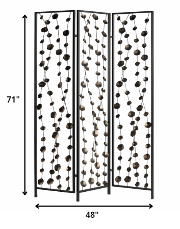 Gray And Bronze Metal Falling Blooms Screen By Homeroots | Room Dividers | Modishstore - 2