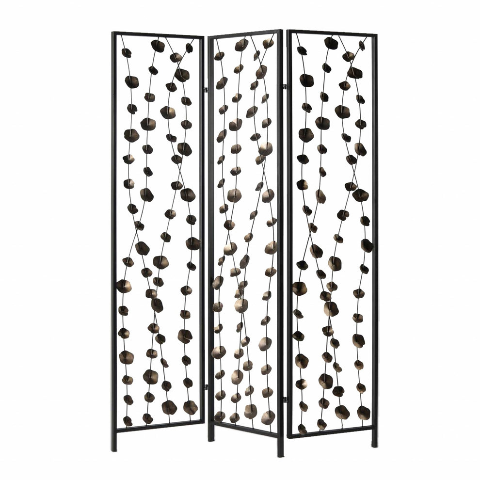 Gray And Bronze Metal Falling Blooms Screen By Homeroots | Room Dividers | Modishstore - 3